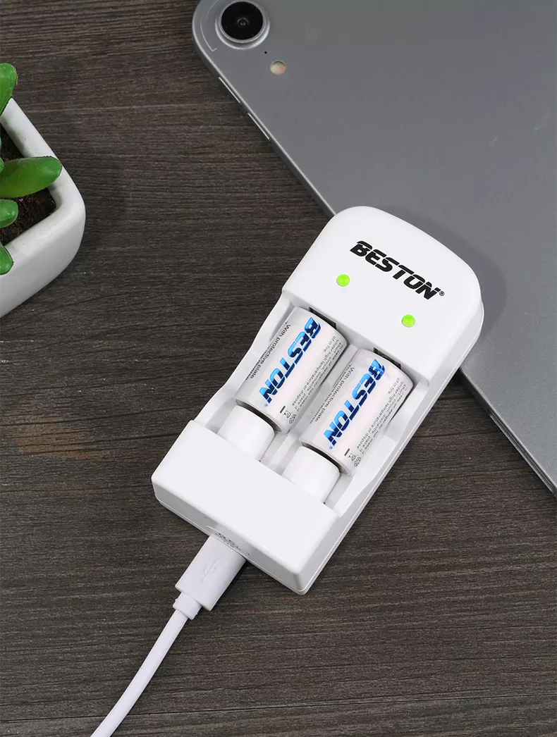 BESTON CR2 Rechargeable Lithium Battery | 15270 | 3V | 300mAh | 2 Pack with Battery Charger