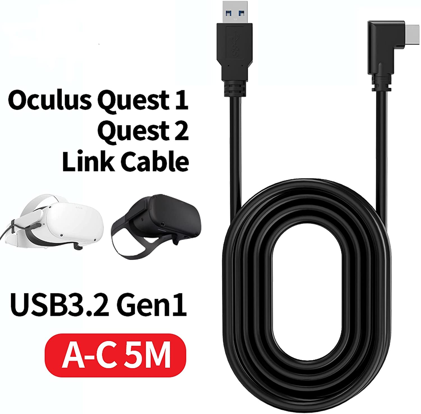 TNE Link 5m Cable for Meta Quest Pro/ Meta Oculus Quest 2 Type C USB3.2 Gen1 to USB Type A