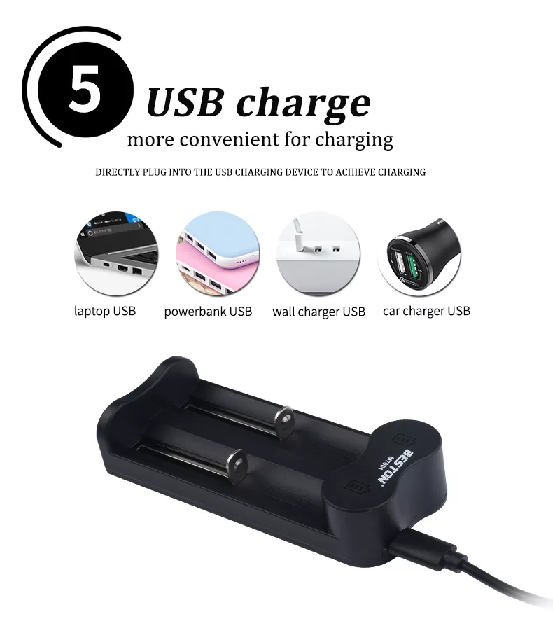 BESTON M7001 Rechargeable Lithium Battery Smart Charger for BESTON 3.7V Batteries | 2 Slot