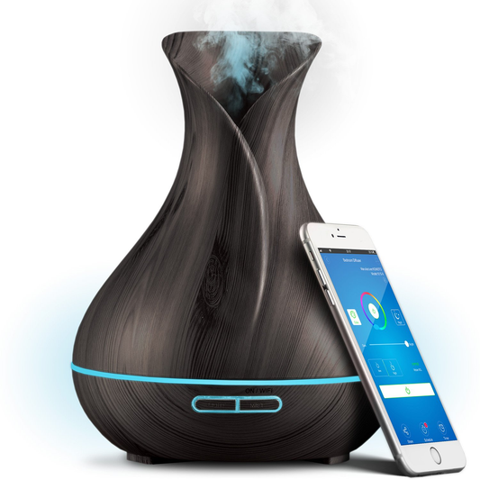 WIFI Control Smart Life Tuya Essential Oil Aromatherapy Ultrasonic Air Diffuser Humidifier (Dark Brown)