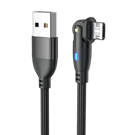 USB A to Micro USB Cable 2.4A 180° Rotatable Data Fast Charging 3m Nylon Braided (Black)