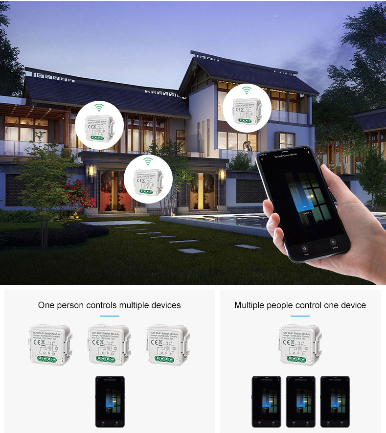 Smart Life Tuya WIFI 1CH 250W LED Light / 10A 2200W Appliance Neutral Mini Switch