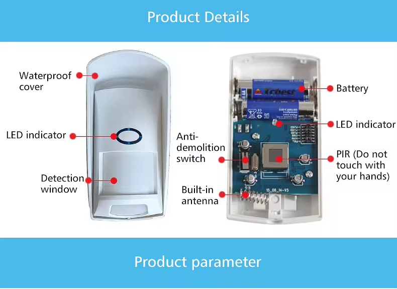 Wireless Outdoor IP64 PIR Motion Detector for H502 GSM Alarm System | RF433MHz | 3V