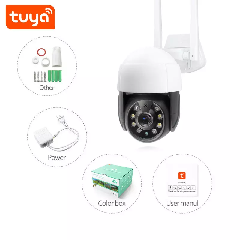 Smart Life Tuya WIFI Waterproof Outdoor 3MP HD PTZ CCTV Camera w/ 2 way audio