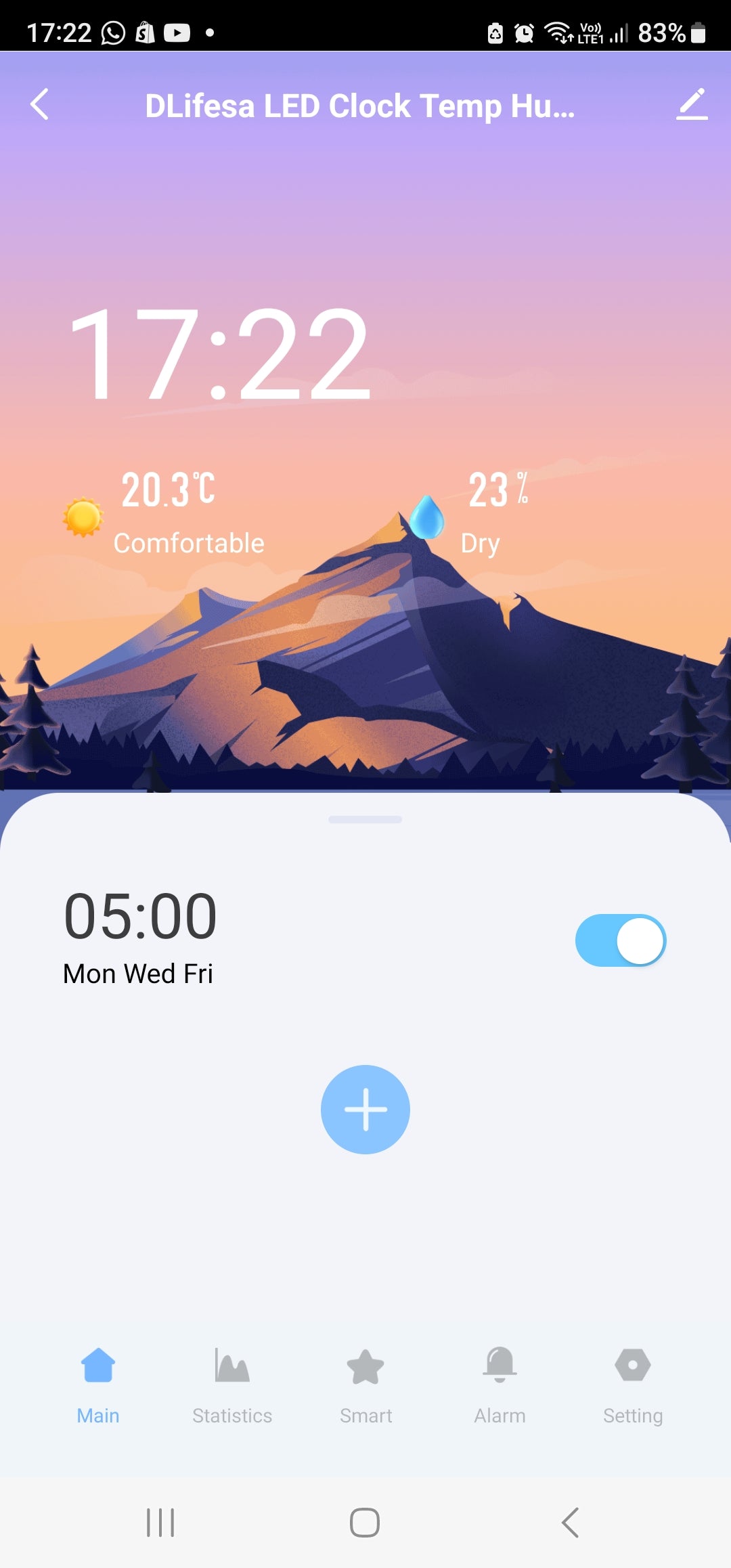 Smart Life Tuya WIFI Alarm Clock Time LED Display w/ Temperature & Humidity Sensor | 5V | White