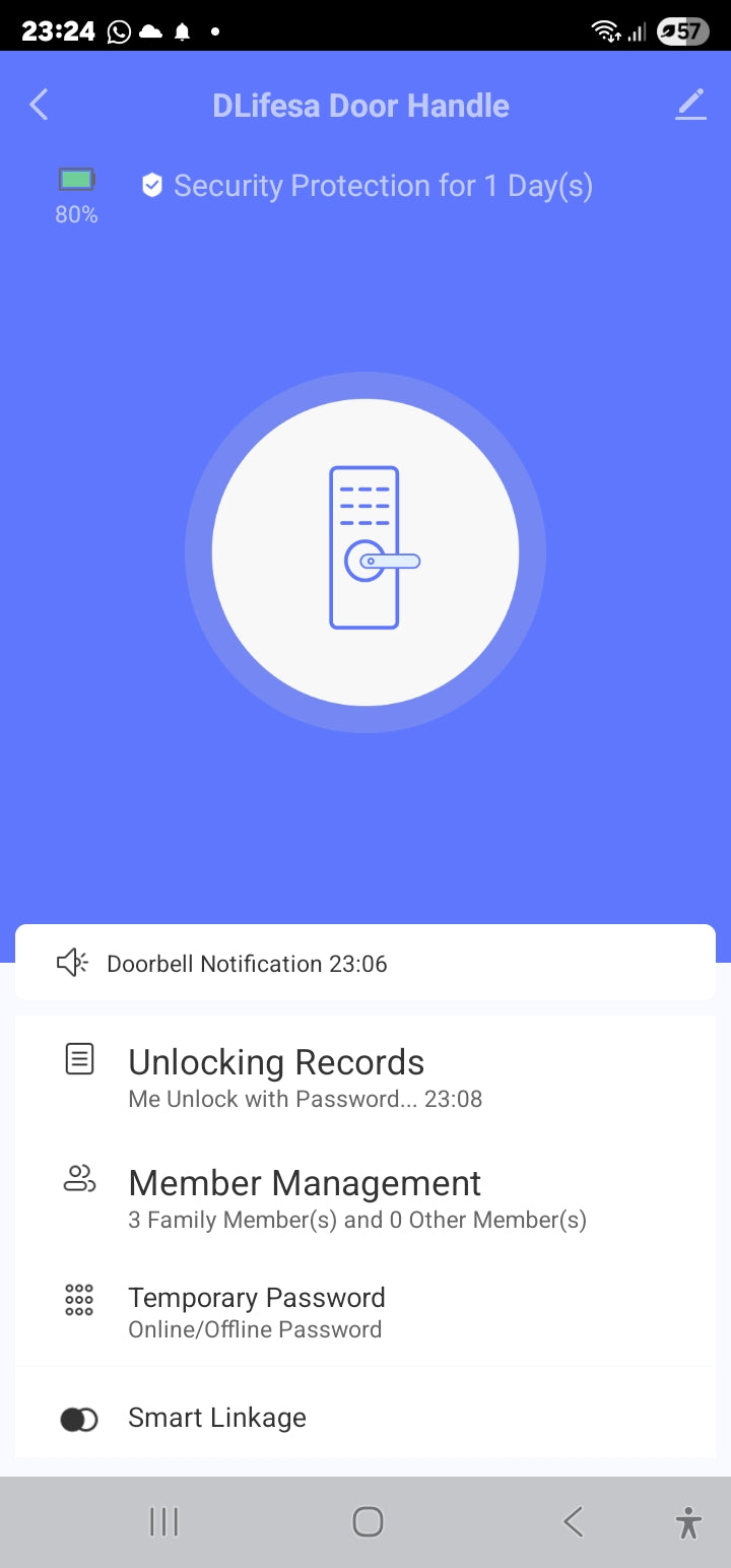 Smart Life Tuya WIFI Door Handle Fingerprint Keypad Card Doorbell Lock | D14 | Black