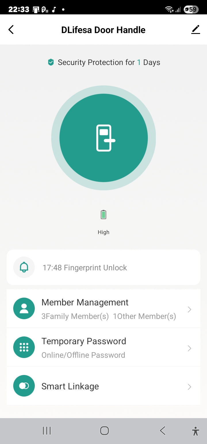 Smart Life Tuya WIFI Door Handle Fingerprint Keypad Card Doorbell Lock HR08P (Black)