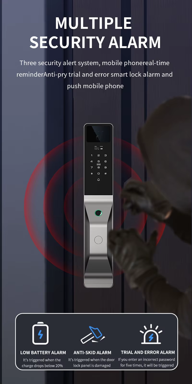 Smart Life Tuya WIFI Door Handle Face Fingerprint Keypad Card Video Doorbell Intercom Lock | DLC949
