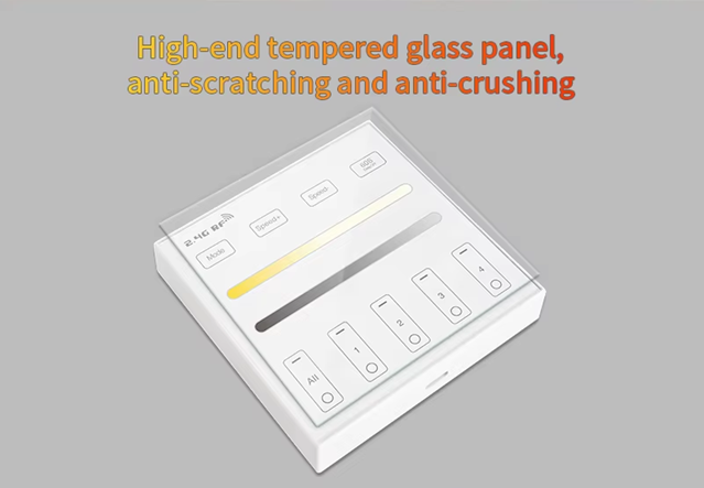 Wireless Touch 2.4G RF Remote Controller | 4 Zones | CCT | Dimming | 3V | WR02RF | White