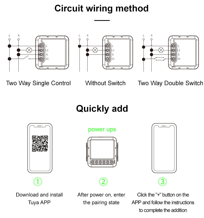 Smart Life Tuya WIFI 1CH 300W LED Light / 16A 3500W Appliance Neutral Mini Switch