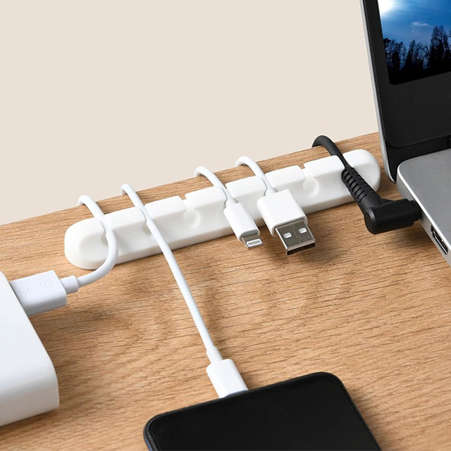 Silicone Cable Organizer w/ 3m tape – Multifunctional Desktop Wire Management Clip | 1 Slot | Black