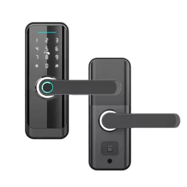 Smart Life Tuya WIFI Access Control Fingerprint Keypad Card Door Handle Lock HR09 (Black)