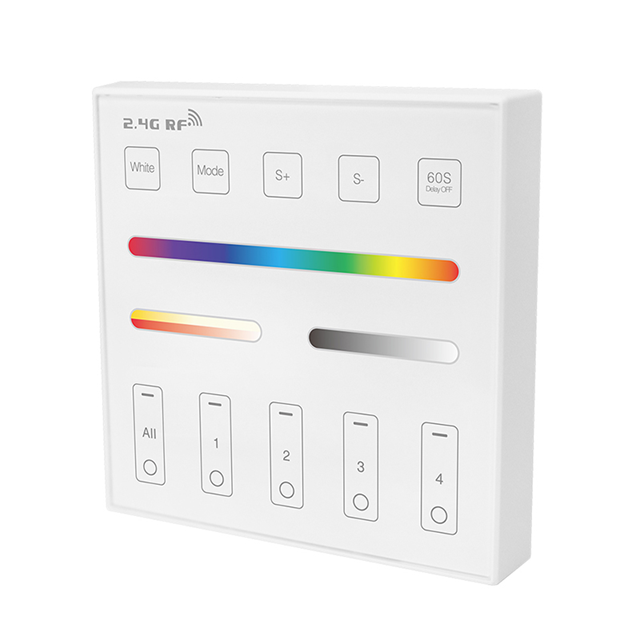 Wireless Touch 2.4G RF Remote Controller | 4 Zones | RGB/ RGBW/ RGBCCT | Dimming | 3V | WR01RF | White