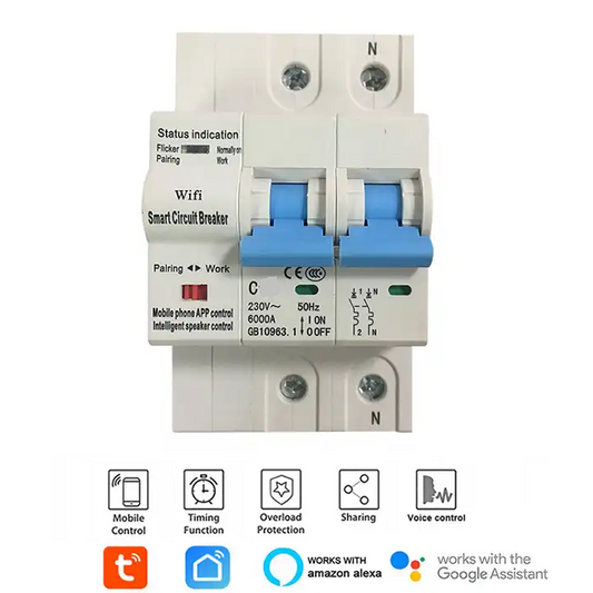 Smart Life Tuya WIFI 2P 230V 80A 17600W 17.6KW MCB Switch Circuit Breaker