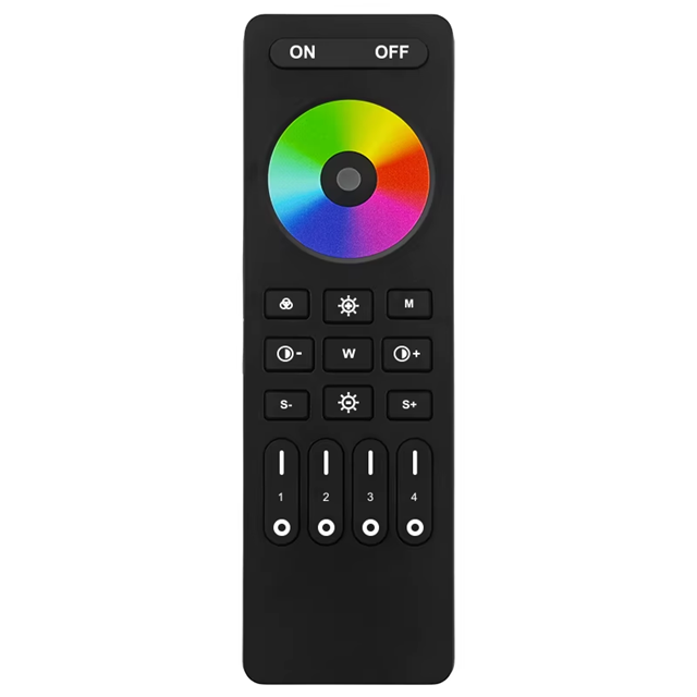 Wireless 2.4G RF Remote Controller | 4 Zones | RGB/ RGBW/ RGBCCT | Dimming | 3V | RC03RF | Black