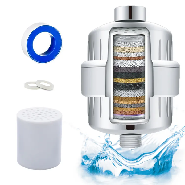 15 Stage High-Output KDF Ionic Clean Shower Water Filter (Chrome Plate ...