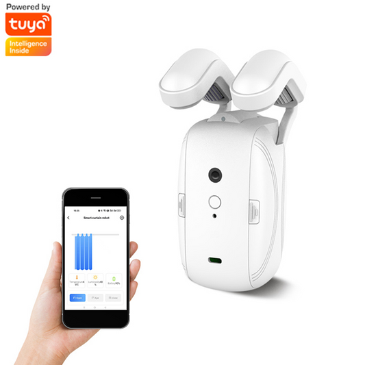 Smart Life Tuya WIFI Curtain Robot Motor for Roman Pole T-Rail U-Rail w/ Remote (Single Opening)