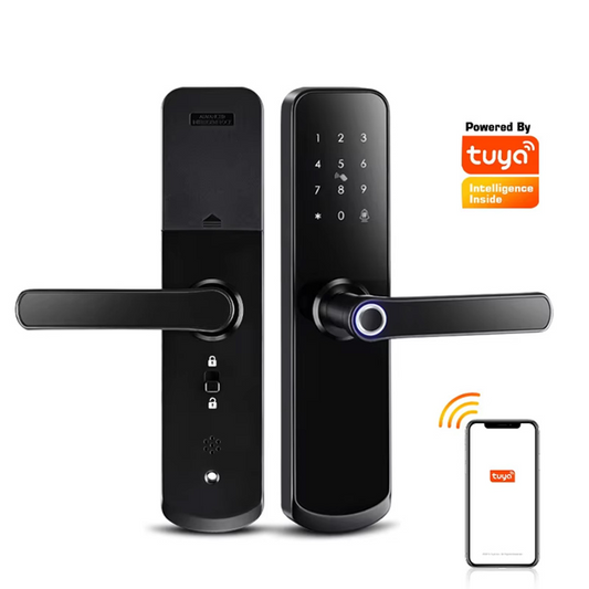 Smart Life Tuya Zigbee Door Handle Fingerprint Keypad Card Lock | H1 | Black