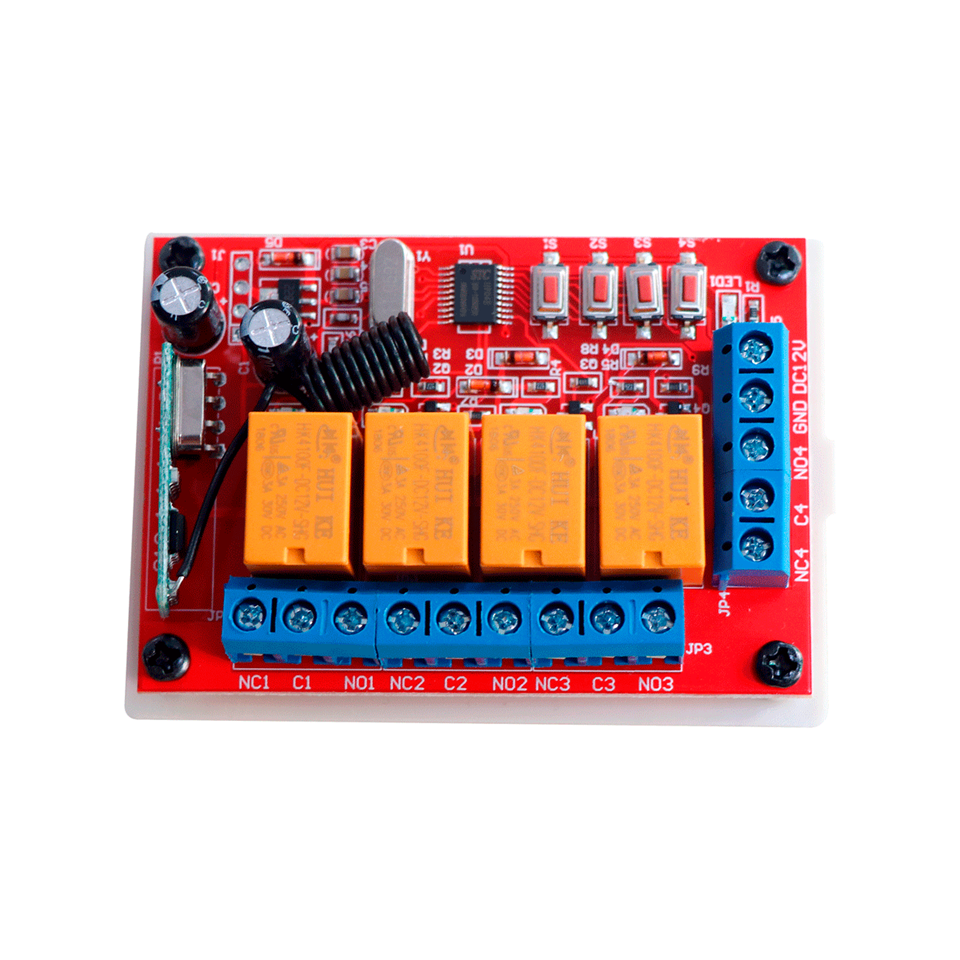 4CH RF433 Wireless-to-Wired Receiver for Alarm Sensors & Detectors | DC 12V