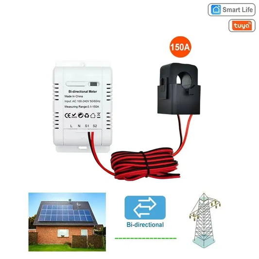 Smart Life Tuya WIFI Solar PV Bidirectional Two Way Energy Monitor Clamp Meter 220V 150A Single phase