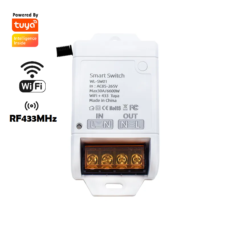 Smart Life Tuya WIFI 1CH 30A 6600W 6.6KW Switch Relay w/ RF433Mhz