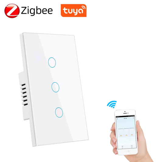 Smart Life Tuya Zigbee 3CH US LED Neutral or No Neutral Smart Switch (White)