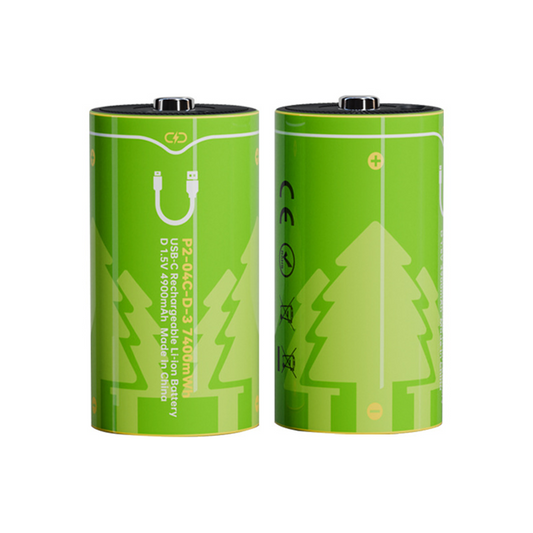 BESTON D Cell USB C Rechargeable Lithium-ion Battery | 1.5V | 4900mAh | 2 Pack