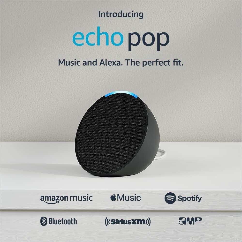 Echo Pop | Full sound compact smart speaker with Alexa | Charcoal