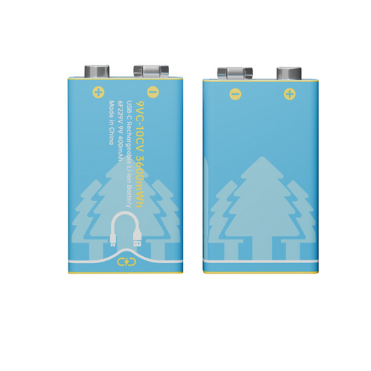 BESTON 9V USB-C Rechargeable Lithium-ion Battery | 9V | 400mAh | 2 Pack
