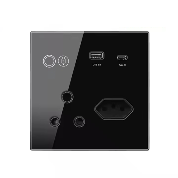 Smart Life Tuya WIFI 20A 4000W 3 Pin 2 Pin Plug USB QC3.0 Switch w/ Power Monitor (Black)