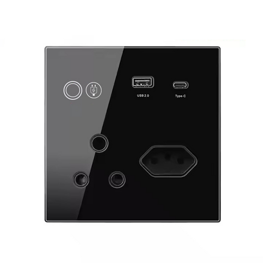 Smart Life Tuya WIFI 20A 4000W 3 Pin 2 Pin Plug USB QC3.0 Switch w/ Power Monitor (Black)