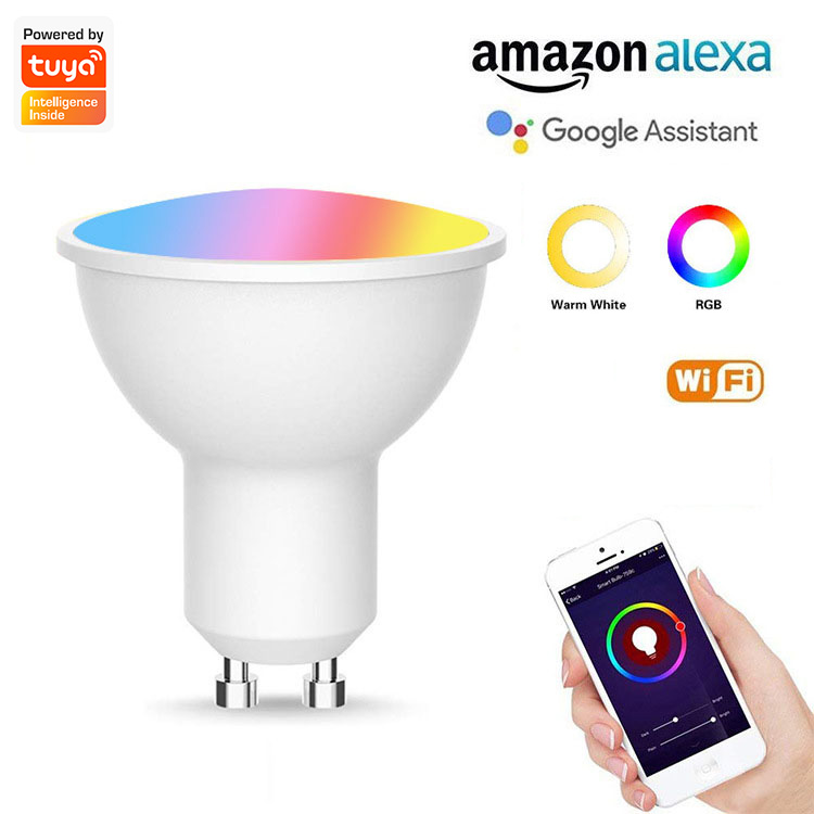 Smart Life Tuya WIFI 5W GU10 RGB CCT LED Downlight Light Bulb | 2700K to 6500K | RGB