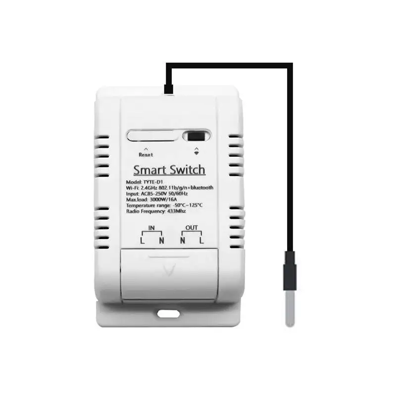 Smart Life Tuya WIFI 1CH 16A 3000W Switch w/ Temperature Probe Sensor w/ Power Monitor & RF433Mhz