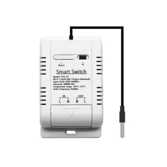 Smart Life Tuya WIFI 1CH 16A 3000W Switch w/ Temperature Probe Sensor w/ Power Monitor & RF433Mhz