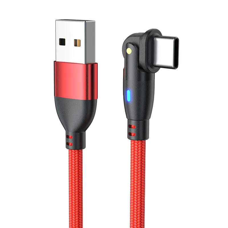 USB A to USB C Cable 3A 180° Rotatable Data Fast Charging 3m Nylon Braided (Red)