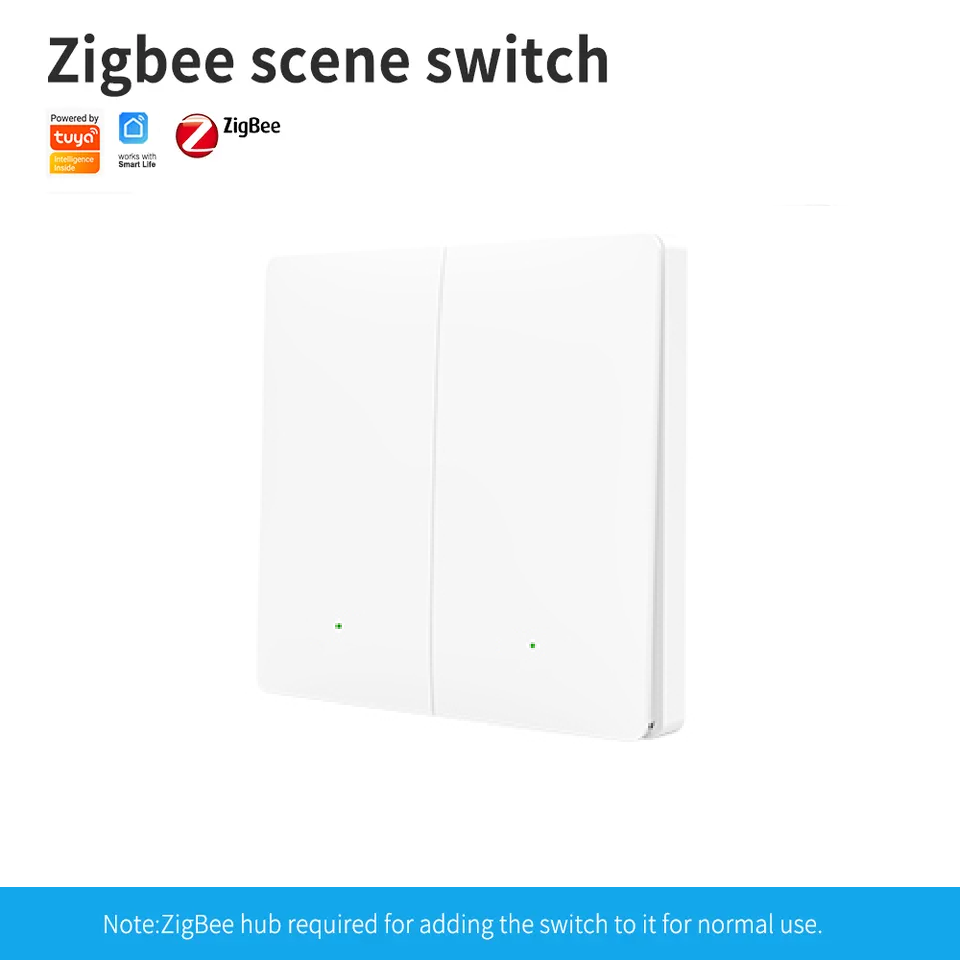 Smart Life Tuya Zigbee Wireless 2CH Scene Switch 6 Scenes