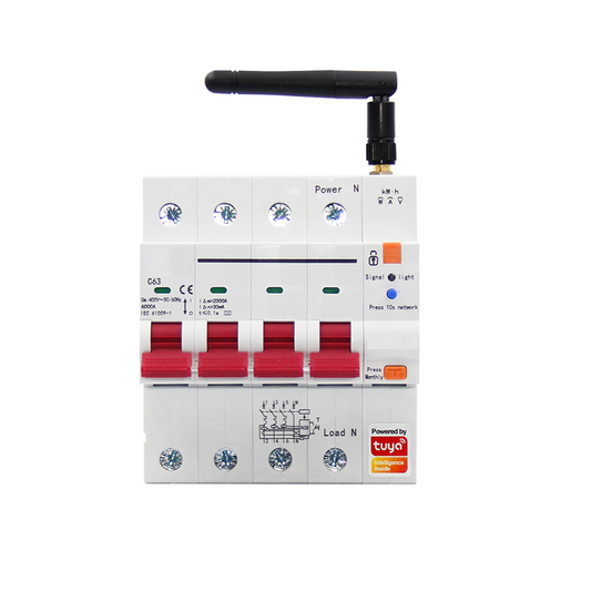 Smart Life Tuya WIFI 4P w/ Leakage 230V 63A 13800W 13.8KW MCB Switch w/ Power Monitor