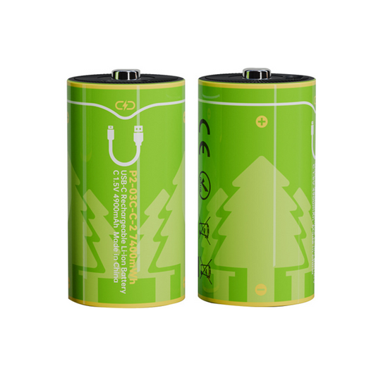 BESTON C Cell USB C Rechargeable Lithium-ion Battery | 1.5V | 4900mAh | 2 Pack
