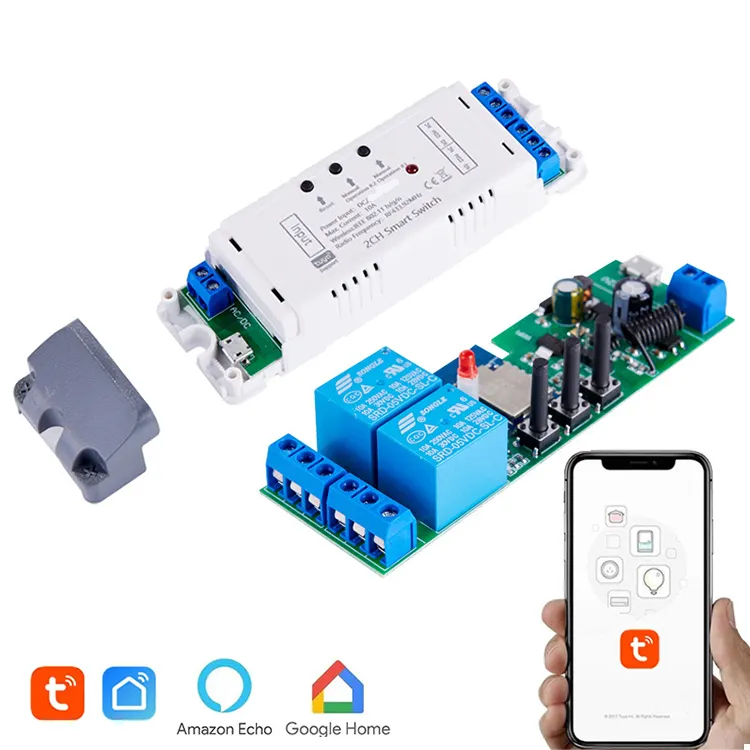 Smart Life Tuya WIFI 2CH 5V / 7-32V Door Gate Garage Opener Inching Relay Module w/ RF433Mhz