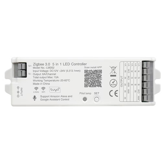 Smart Life Tuya Zigbee LED Strip Light Controller | PWM Single Colour/CCT/RGB/RGBW/RGBCCT DC12-24V