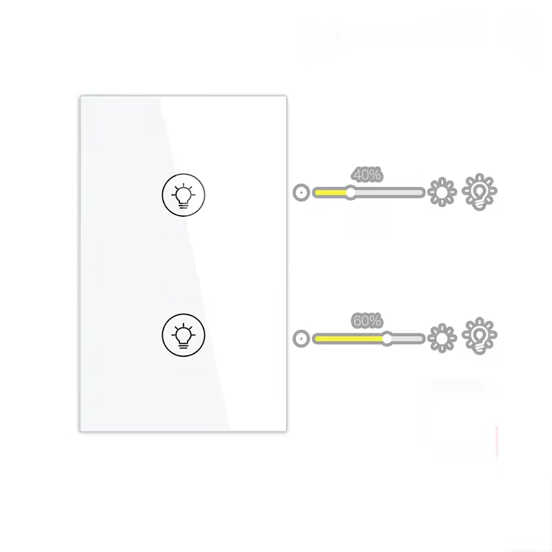 Smart Life Tuya WIFI 2CH Dimmer Light Switch | Live & Neutral Wire | White