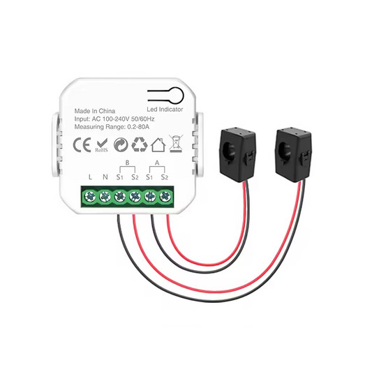 Smart Life Tuya WIFI 2CH Bidirectional Mini Power Monitor Clamp Meter | 240V | 80A | Single Phase