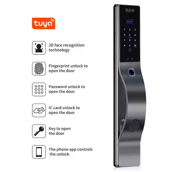 Smart Life Tuya WIFI Door Handle Face Fingerprint Keypad Card Video Doorbell Intercom Lock