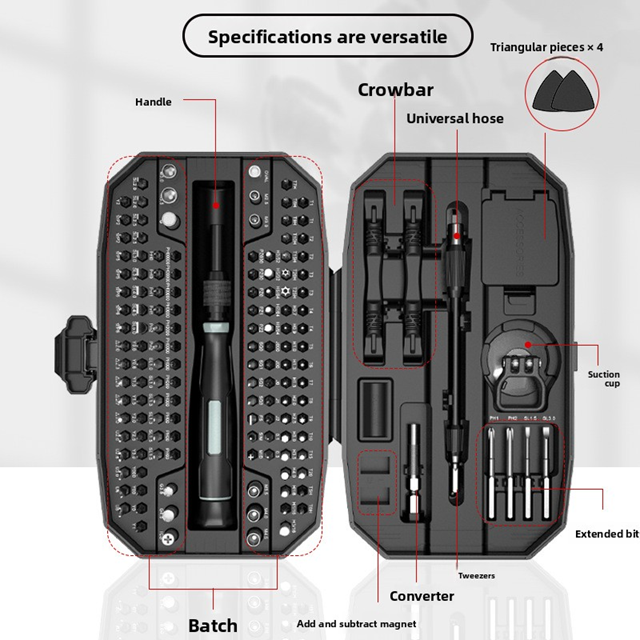 152 in 1 Precision Screwdriver Set w/ 140 Magnetic Bits Tool Kit w/ Carry Case | Black