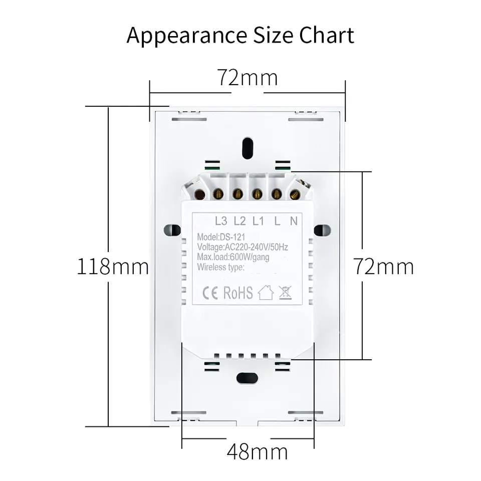 Smart Life Tuya Zigbee 3CH US LED Neutral or No Neutral Smart Switch (Black)