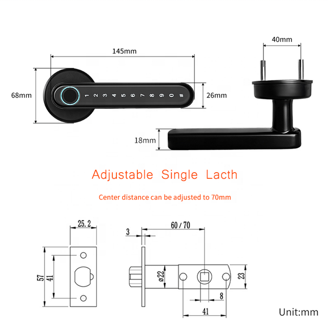 Smart Life Tuya WIFI Door Handle Fingerprint Keypad Card Lock | S1 | Black