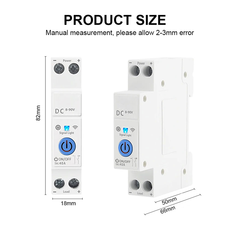 Smart Life Tuya WIFI 1P w/ Neutral Switch Breaker | 8-90V DC 40A