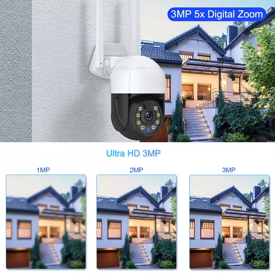 Smart Life Tuya WIFI Waterproof Outdoor 3MP HD PTZ CCTV Camera w/ 2 way audio