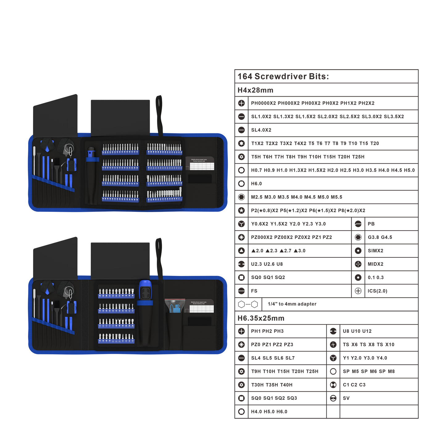 191 in 1 Precision Screwdriver Set w/ 164 Magnetic Bits Tool Kit w/ Carry Case | Blue