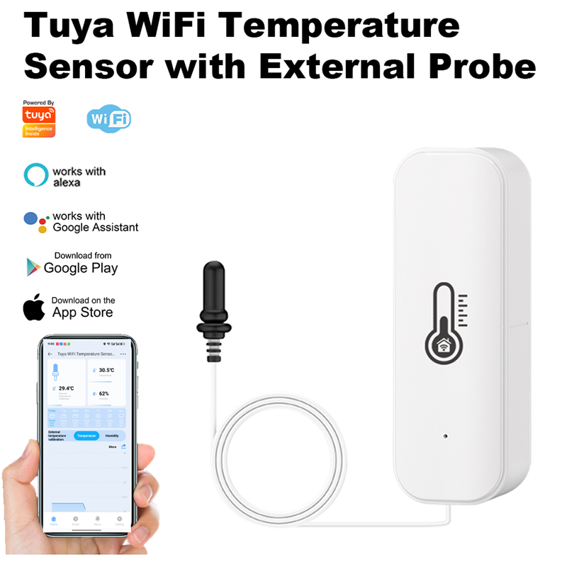 Smart Life Tuya WIFI Temperature & Humidity Sensor w/ External Temperature Probe | 3V